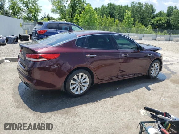 2018 Kia Optima S with VIN 5XXGT4L35JG265287, listed as a Copart auction lot 61407805 with 123,891 mi miles and Salvage title. Bid and sale history available at DreamBid. Image 3.