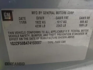 2007 Pontiac G6 1SV Value Leader with VIN 1G2ZF58B474193687, listed as a IAAI auction lot 41751844 with 185,093 mi miles. Bid and sale history available at carsss.com. Image 9.