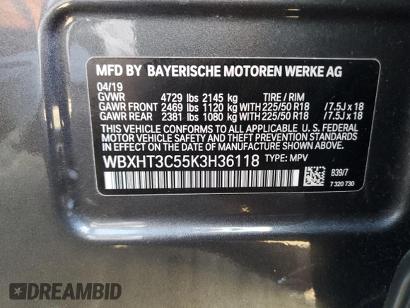 2019 BMW X1 xDrive28i with VIN WBXHT3C55K3H36118, listed as a Copart auction lot 38463093 with 30,487 mi miles. Bid and sale history available at carsss.com. Image 15.