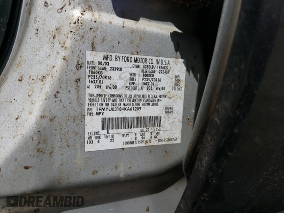 2004 Ford Escape XLT with VIN 1FMYU03184KA61209, listed as a Copart auction lot 70272044 with 120,400 mi miles and Salvage Title. Bid and sale history available at carsss.com. Image 12.