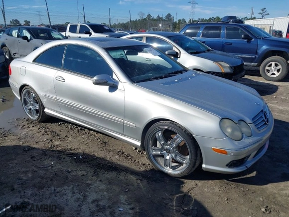2003 Mercedes-Benz CLK-Class 5.0L with VIN WDBTJ75J63F052544, listed as a IAAI auction lot 41588753 with 1 mi miles. Bid and sale history available at carsss.com. Image 1.