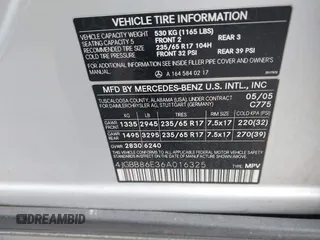 2006 Mercedes-Benz M 350 with VIN 4JGBB86E36A016325, listed as a IAAI auction lot 41931070 with 230,178 mi miles and . Bid and sale history available at DreamBid. Image 9.