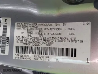 2016 Toyota Tundra 2WD Truck SR5 with VIN 5TFRW5F1XGX201537, listed as a IAAI auction lot 41396181 with 133,968 mi miles. Bid and sale history available at carsss.com. Image 9.