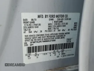 2021 Ford Mustang Mach-E California Route 1 with VIN 3FMTK2R79MMA47688, listed as a Copart auction lot 85988364 with 80,908 mi miles and Salvage Title. Bid and sale history available at DreamBid. Image 13.