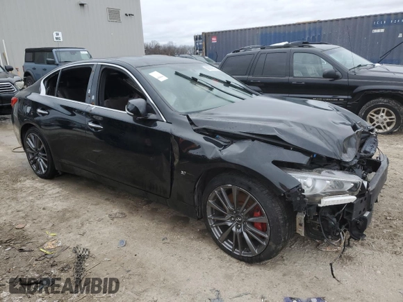 2017 Infiniti Q50 Red Sport 400 with VIN JN1FV7AR5HM872148, listed as a Copart auction lot 88992605 with Not provided miles and Salvage title. Bid and sale history available at DreamBid. Image 4.
