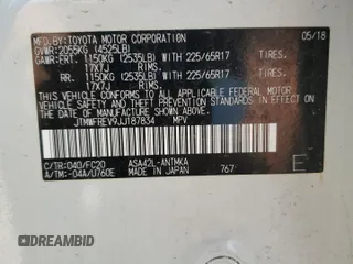 2018 Toyota RAV4 XLE with VIN JTMWFREV9JJ187834, listed as a Copart auction lot 56125505 with Not provided miles and Salvage title. Bid and sale history available at DreamBid. Image 13.