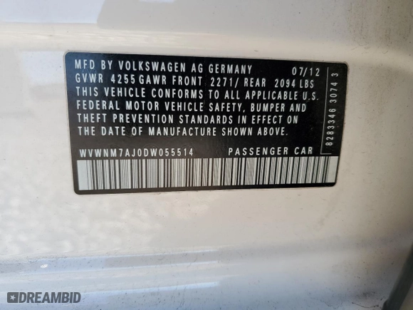 2013 Volkswagen Golf TDI w/Sunroof & Nav with VIN WVWNM7AJ0DW055514, listed as a Copart auction lot 81526564 with 111,386 mi miles and Salvage Title. Bid and sale history available at carsss.com. Image 12.