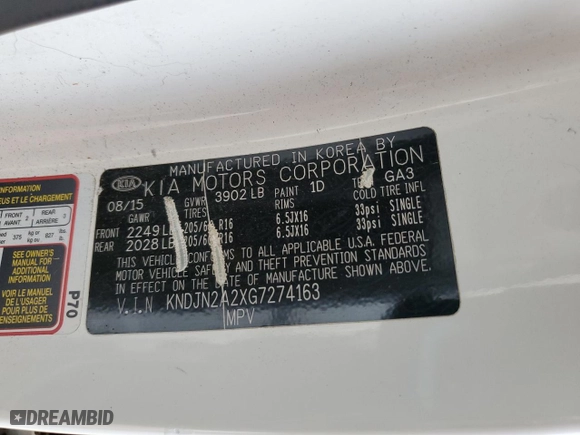 2016 Kia Soul with VIN KNDJN2A2XG7274163, listed as a Copart auction lot 48943835 with 108,164 mi miles and Salvage Title. Bid and sale history available at carsss.com. Image 13.