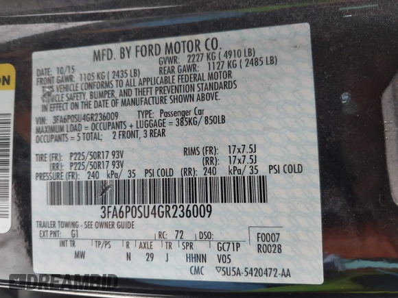 2016 Ford Fusion Titanium с VIN 3FA6P0SU4GR236009, выставлен на аукционе IAAI как лот 41219691 с пробегом 306 144 миль миль и . История ставок и продаж доступна на DreamBid. Изображение 9.