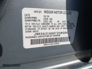2004 Infiniti I35 with VIN JNKDA31A64T208586, listed as a IAAI auction lot 41678870 with 105,499 mi miles. Bid and sale history available at carsss.com. Image 9.