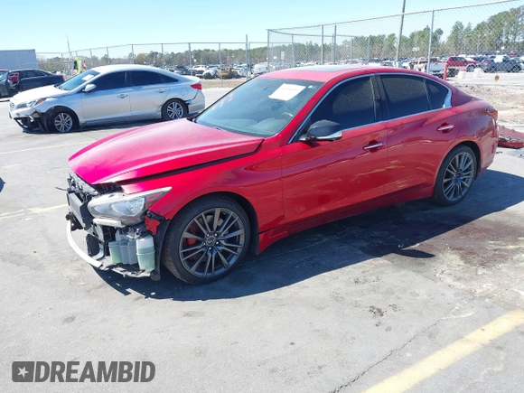 2019 Infiniti Q50 RED SPORT 400 with VIN JN1FV7AP8KM760885, listed as a IAAI auction lot 41794933 with 119,321 mi miles. Bid and sale history available at carsss.com. Image 2.