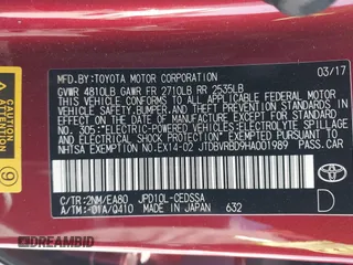 2017 Toyota Mirai с VIN JTDBVRBD9HA001989, выставлен на аукционе IAAI как лот 42224479 с пробегом 35 212 миль миль и . История ставок и продаж доступна на DreamBid. Изображение 9.