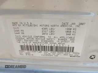2007 Mitsubishi Galant ES z VIN 4A3AB36F17E056518, wystawiony jako IAAI lot #41824609 z przebiegiem 194 314 mil mil oraz . Historia ofert i sprzedaży dostępna na DreamBid. Obrazek 9.