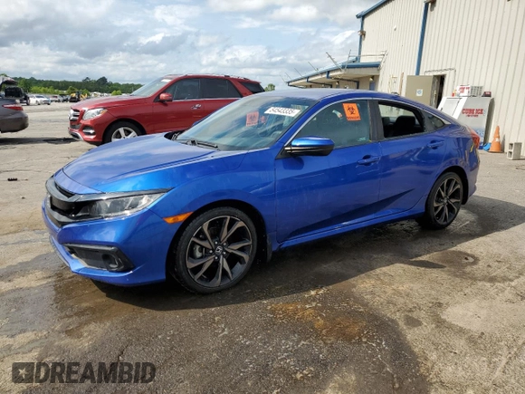 2019 Honda Civic Sport with VIN 2HGFC2F82KH562525, listed as a Copart auction lot 54543335 with 55,730 mi miles and Salvage title. Bid and sale history available at DreamBid. Image 1.