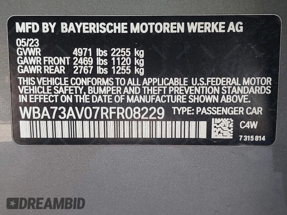 2024 BMW 4 Series 430i xDrive with VIN WBA73AV07RFR08229, listed as a IAAI auction lot 41848408 with 19,493 mi miles. Bid and sale history available at carsss.com. Image 9.