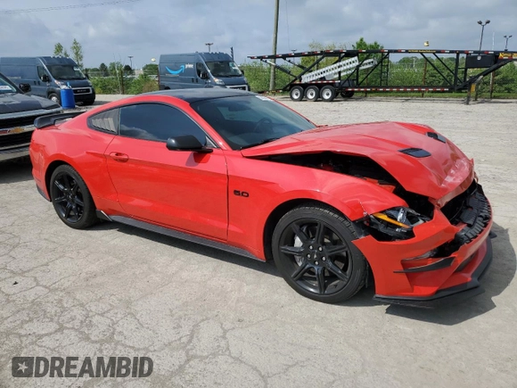 2019 Ford Mustang GT with VIN 1FA6P8CF4K5147549, listed as a Copart auction lot 55528615 with 53,412 mi miles and Salvage title. Bid and sale history available at DreamBid. Image 4.