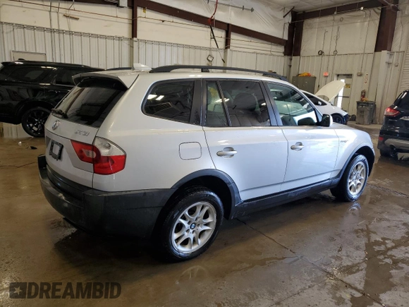 2005 BMW X3 2.5i with VIN WBXPA734X5WC50438, listed as a Copart auction lot 52978285 with 137,175 mi miles and Non Repairable. Bid and sale history available at carsss.com. Image 3.