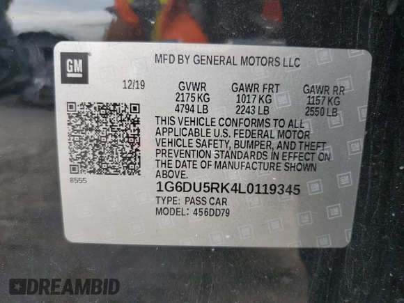 2020 Cadillac CT5 Sport z VIN 1G6DU5RK4L0119345, wystawiony jako Copart lot #72387784 z przebiegiem 32 238 mil mil oraz Szkoda całkowita • Salvage title. Historia ofert i sprzedaży dostępna na DreamBid. Obrazek 13.