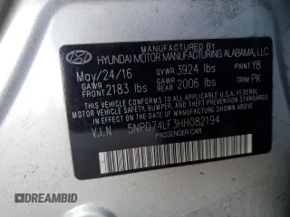 2017 Hyundai Elantra SE with VIN 5NPD74LF3HH082194, listed as a Copart auction lot 63197875 with 136,368 mi miles and Clean title. Bid and sale history available at DreamBid. Image 12.
