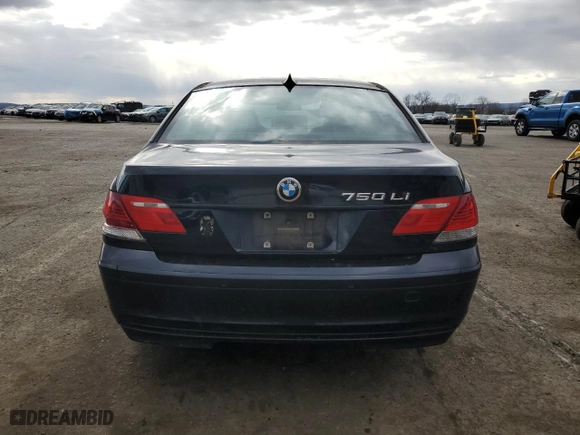 2007 BMW 7 Series 750Li with VIN WBAHN83557DT70497, listed as a Copart auction lot 50697005 with 97,430 mi miles and Salvage Title. Bid and sale history available at carsss.com. Image 6.