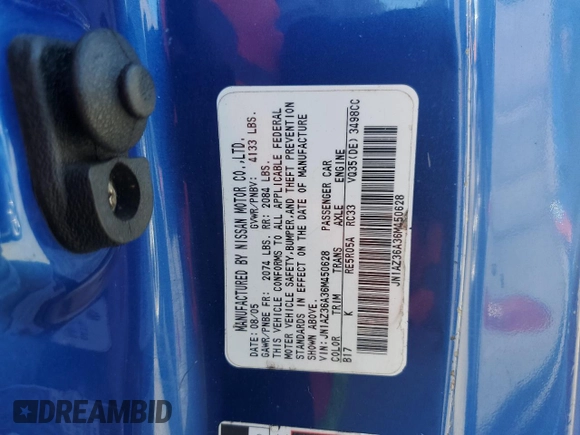 2006 Nissan 350Z Touring with VIN JN1AZ36A36M450628, listed as a Copart auction lot 75018954 with 76,763 mi miles and Salvage Title. Bid and sale history available at DreamBid. Image 12.