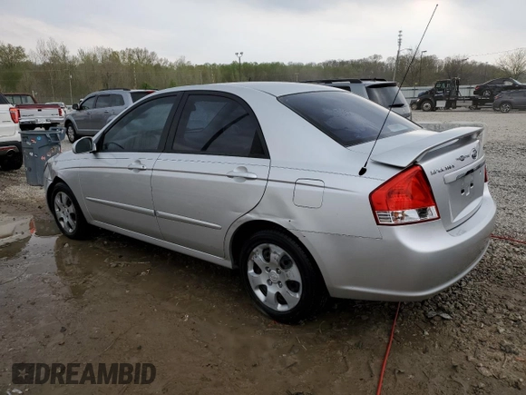 2009 Kia Spectra EX with VIN KNAFE221595657550, listed as a Copart auction lot 52805205 with 95,777 mi miles and Salvage Title. Bid and sale history available at DreamBid. Image 2.