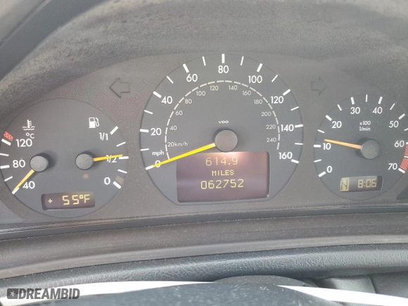 2002 Mercedes-Benz CLK-Class with VIN WDBLK65GX2T122333, listed as a Copart auction lot 52389475 with 62,752 mi miles and Salvage Title. Bid and sale history available at carsss.com. Image 9.