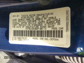 2013 Toyota Corolla L with VIN 5YFBU4EE0DP106114, listed as a IAAI auction lot 42039913 with 184,518 mi miles and . Bid and sale history available at DreamBid. Image 9.