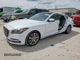 2018 Genesis G80 3.8L with VIN KMHGN4JE2JU225267, listed as a Copart auction lot 55953445 with 116,937 mi miles and Salvage title. Bid and sale history available at DreamBid. Image 1.