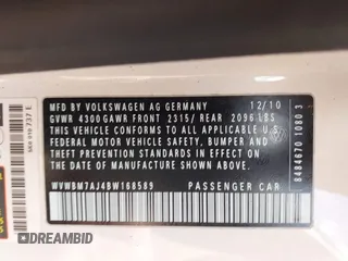 2011 Volkswagen Golf TDI с VIN WVWBM7AJ4BW168589, выставлен на аукционе IAAI как лот 42037541 с пробегом 217 710 миль миль и . История ставок и продаж доступна на DreamBid. Изображение 9.