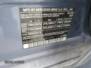 2005 Mercedes-Benz M-Class 5.0L with VIN 4JGAB75E75A541376, listed as a Copart auction lot 66738504 with 61,592 mi miles and Salvage Title. Bid and sale history available at carsss.com. Image 15.