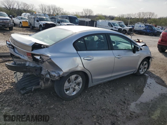 2015 Honda Civic Sedan LX with VIN 19XFB2F59FE206405, listed as a Copart auction lot 51290785 with 174,936 mi miles and Salvage Title. Bid and sale history available at carsss.com. Image 3.