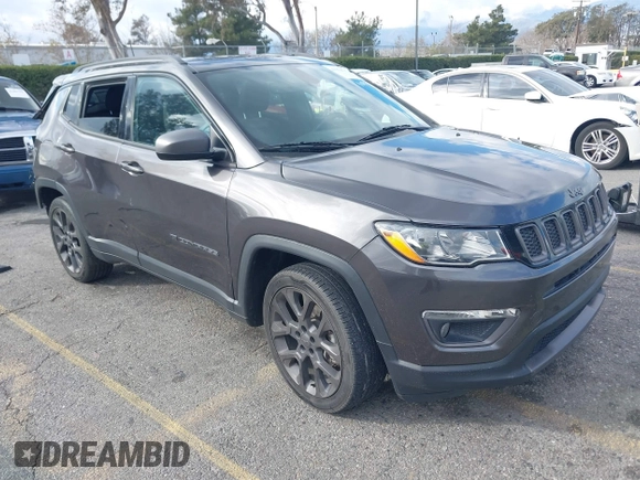 2021 Jeep Compass 80th Anniversary with VIN 3C4NJCEB7MT596909, listed as a IAAI auction lot 41376547 with 54,058 mi miles and . Bid and sale history available at DreamBid. Image 1.