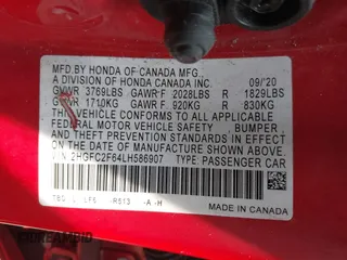2020 Honda Civic LX with VIN 2HGFC2F64LH586907, listed as a IAAI auction lot 42419728 with 61,288 mi miles and . Bid and sale history available at DreamBid. Image 9.