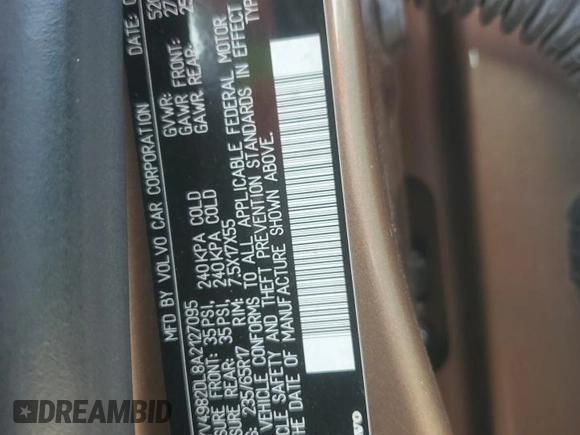 2010 Volvo XC60 3.2L с VIN YV4982DL8A2127095, выставлен на аукционе Copart как лот 57062275 с пробегом 164 463 миль миль и Списание • Salvage title. История ставок и продаж доступна на DreamBid. Изображение 13.