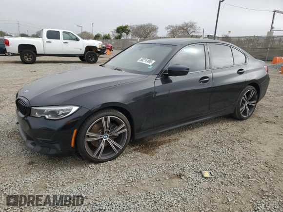 2022 BMW 3 Series 330i with VIN 3MW5R1J06N8C45380, listed as a Copart auction lot 50214105 with 49,995 mi miles and Salvage Title. Bid and sale history available at carsss.com. Image 1.