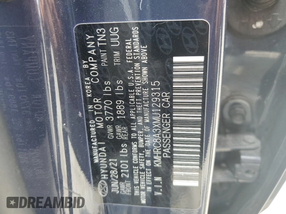 2021 Hyundai Venue SEL z VIN KMHRC8A3XMU129315, wystawiony jako Copart lot #54176415 z przebiegiem 61 092 mil mil oraz Szkoda całkowita • Salvage title. Historia ofert i sprzedaży dostępna na DreamBid. Obrazek 13.