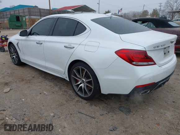 2020 Genesis G70 3.3T with VIN KMTG34LEXLU060919, listed as a IAAI auction lot 41619579 with 69,859 mi miles. Bid and sale history available at carsss.com. Image 3.