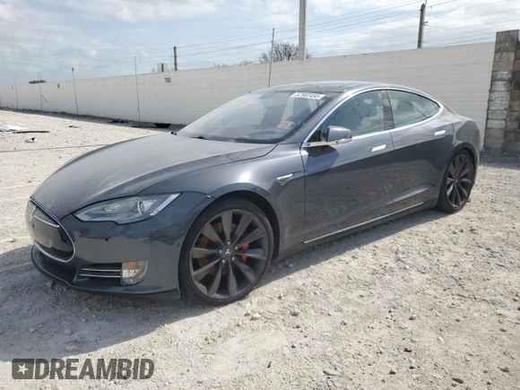 2014 Tesla Model S P85D with VIN 5YJSA1H28EFP62793, listed as a Copart auction lot 52902495 with Not Provided miles and Salvage Title. Bid and sale history available at DreamBid. Image 1.