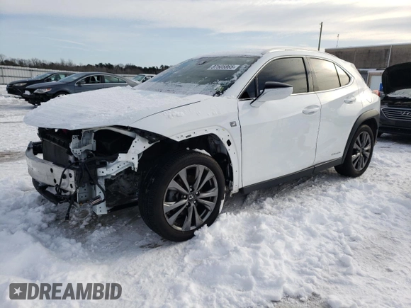 2020 Lexus UX 250h F Sport with VIN JTHR9JBH7L2032974, listed as a Copart auction lot 87505865 with 51,461 mi miles and Salvage title. Bid and sale history available at DreamBid. Image 1.