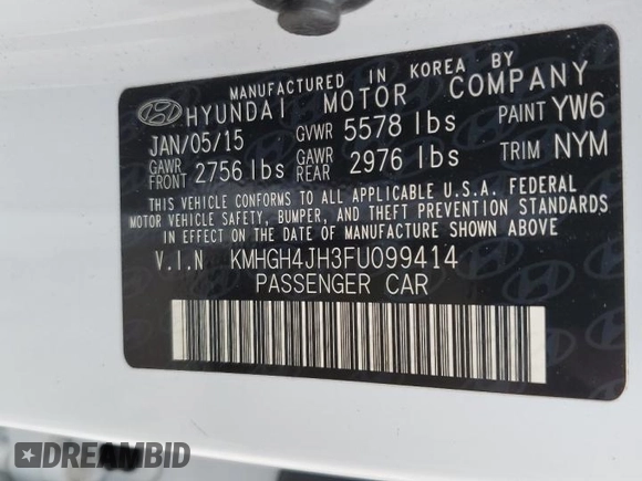 2015 Hyundai Equus Ultimate z VIN KMHGH4JH3FU099414, wystawiony jako Copart lot #83268144 z przebiegiem 133 560 mil mil oraz Szkoda całkowita • Salvage title. Historia ofert i sprzedaży dostępna na DreamBid. Obrazek 15.