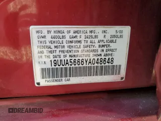 2000 Acura TL with VIN 19UUA5666YA048648, listed as a Copart auction lot 74597794 with 0 mi miles and Non Repairable. Bid and sale history available at carsss.com. Image 13.