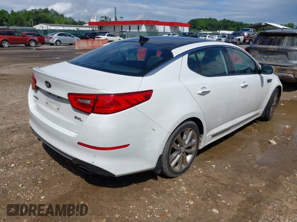 2014 Kia Optima SXL Turbo with VIN 5XXGR4A62EG342201, listed as a IAAI auction lot 42344058 with 108,358 mi miles and . Bid and sale history available at DreamBid. Image 4.