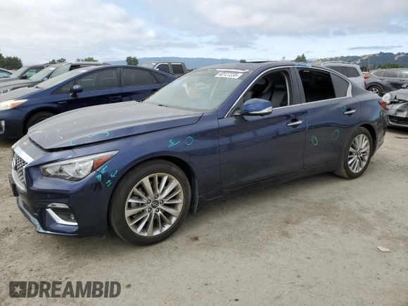2021 Infiniti Q50 Luxe with VIN JN1EV7BP1MM705868, listed as a Copart auction lot 60127235 with 45,804 mi miles and Salvage title. Bid and sale history available at DreamBid. Image 1.
