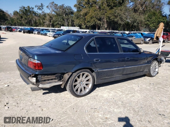 1997 BMW 7 Series 740il with VIN WBAGJ8327VDL42579, listed as a Copart auction lot 42023485 with 143,882 mi miles and Salvage Title. Bid and sale history available at carsss.com. Image 3.