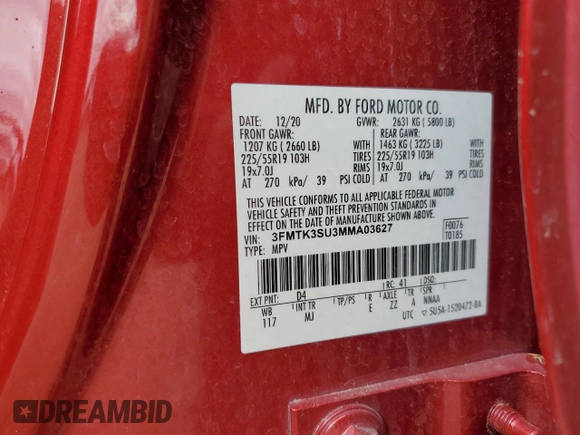 2021 Ford Mustang Mach-E Premium с VIN 3FMTK3SU3MMA03627, выставлен на аукционе Copart как лот 53522825 с пробегом 90 242 миль миль и Списание • Salvage title. История ставок и продаж доступна на DreamBid. Изображение 13.