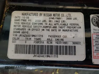 2009 Nissan 370Z z VIN JN1AZ44E19M411715, wystawiony jako Copart lot #56654815 z przebiegiem 123 791 mil mil oraz Szkoda całkowita • Salvage title. Historia ofert i sprzedaży dostępna na DreamBid. Obrazek 12.