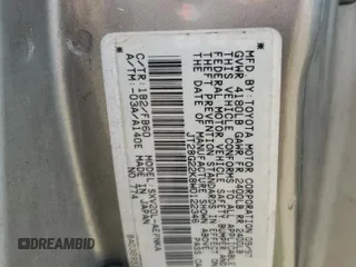 1998 Toyota Camry LE с VIN JT2BG22K8W0122346, выставлен на аукционе Copart как лот 56286295 с пробегом Не указан миль и Списание • Salvage title. История ставок и продаж доступна на DreamBid. Изображение 12.