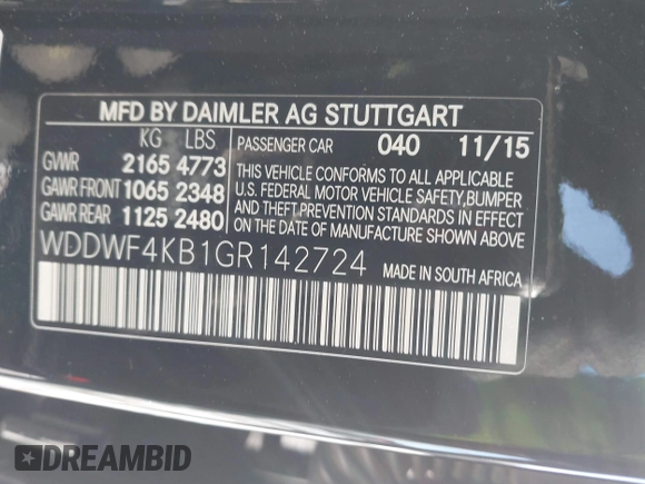2016 Mercedes-Benz C 300 Luxury with VIN WDDWF4KB1GR142724, listed as a IAAI auction lot 41197366 with 75,309 mi miles and . Bid and sale history available at carsss.com. Image 9.