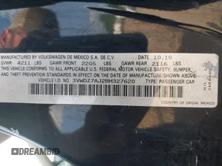 2011 Volkswagen Jetta SE с VIN 3VWDZ7AJ2BM327620, выставлен на аукционе IAAI как лот 42519312 с пробегом 216 071 миль миль и . История ставок и продаж доступна на DreamBid. Изображение 9.